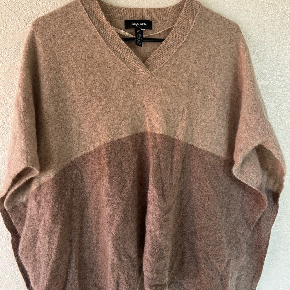 Halogen cashemere Tan and Brown poncho